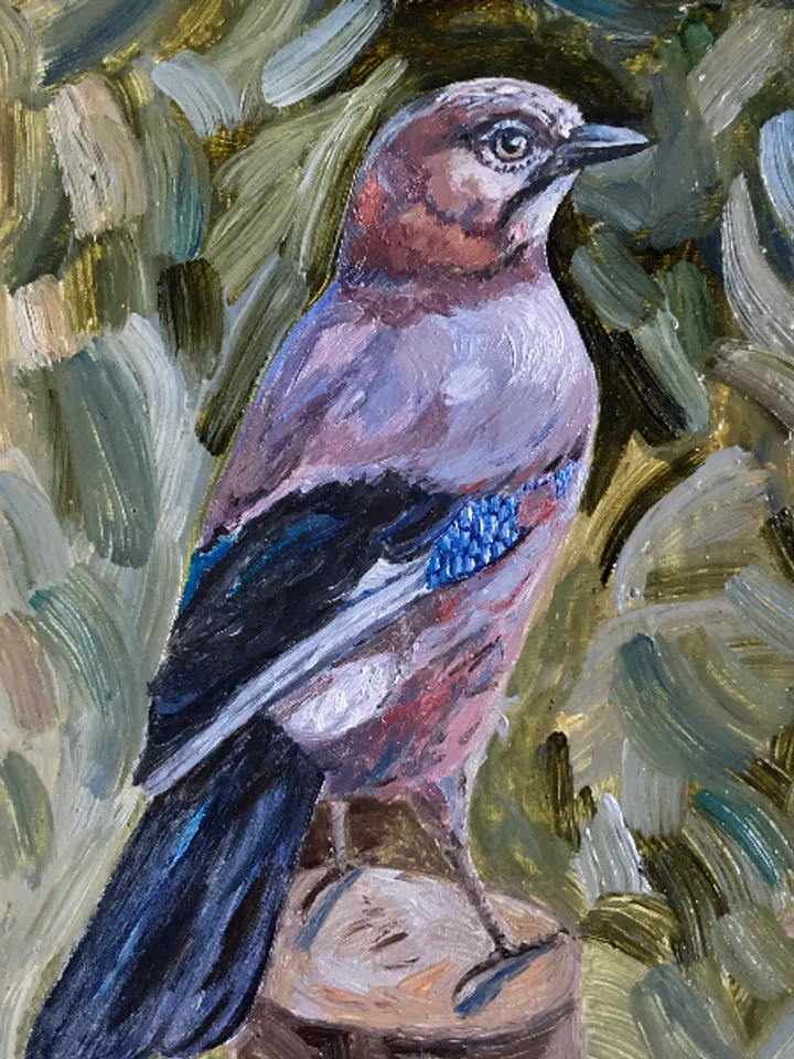 Bird portrait original oil painting hand painted modern impasto painting wall art 6x9 inches