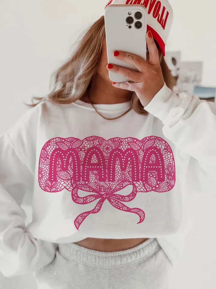 Lace Mama Coquette Png, Mama Png, Floral Mama Chinoiserie Png, Mama Varsity Png, Mothers Day Png, Gift for Mom, Lace Coquette Bow Png