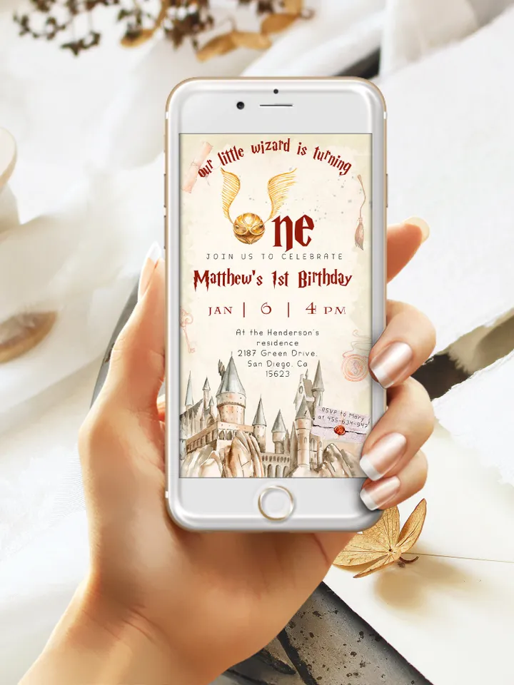 Wizard School 1st Birthday; Magic School Party Invite Template; The Chosen One Wizard Birthday Invitation; Magical First Birthday canva diy