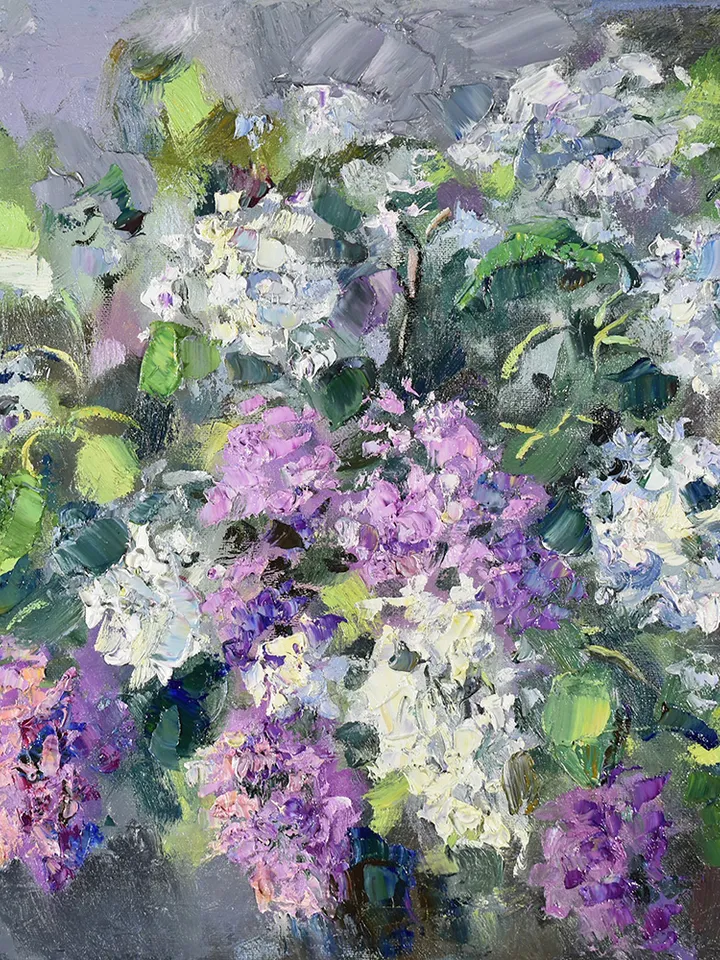 Lilac Painting Flower Original Art Floral Oil Canvas Artwork Impasto