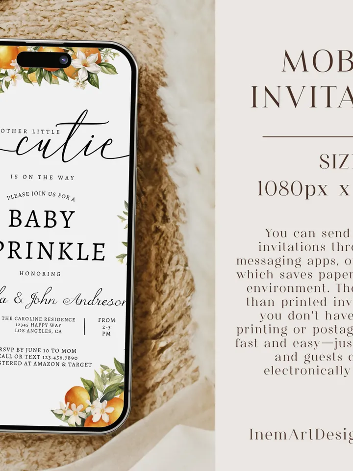 Little Cutie Baby Sprinkle Invitation Template, Cutie Baby Shower Invitation Template, Girl Baby Sprinkle Editable Template - I104
