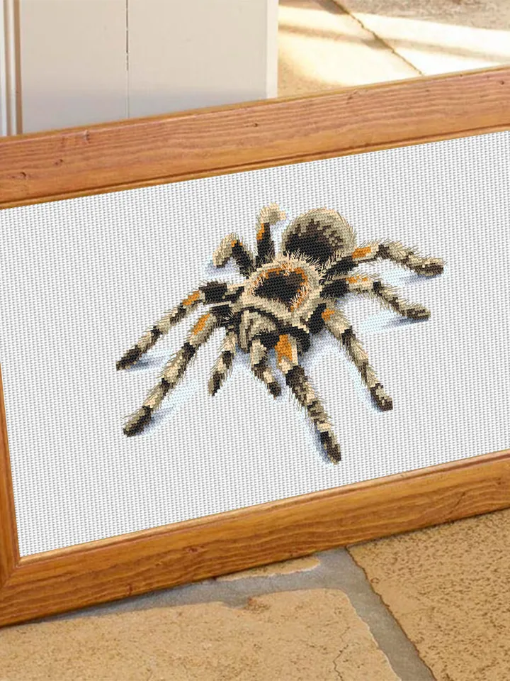 Tarantula spider cross stitch pattern download PDF Spooky animal cross stitch chart, 3d spider embroidery PDF, Horror tarantula pattern #D10