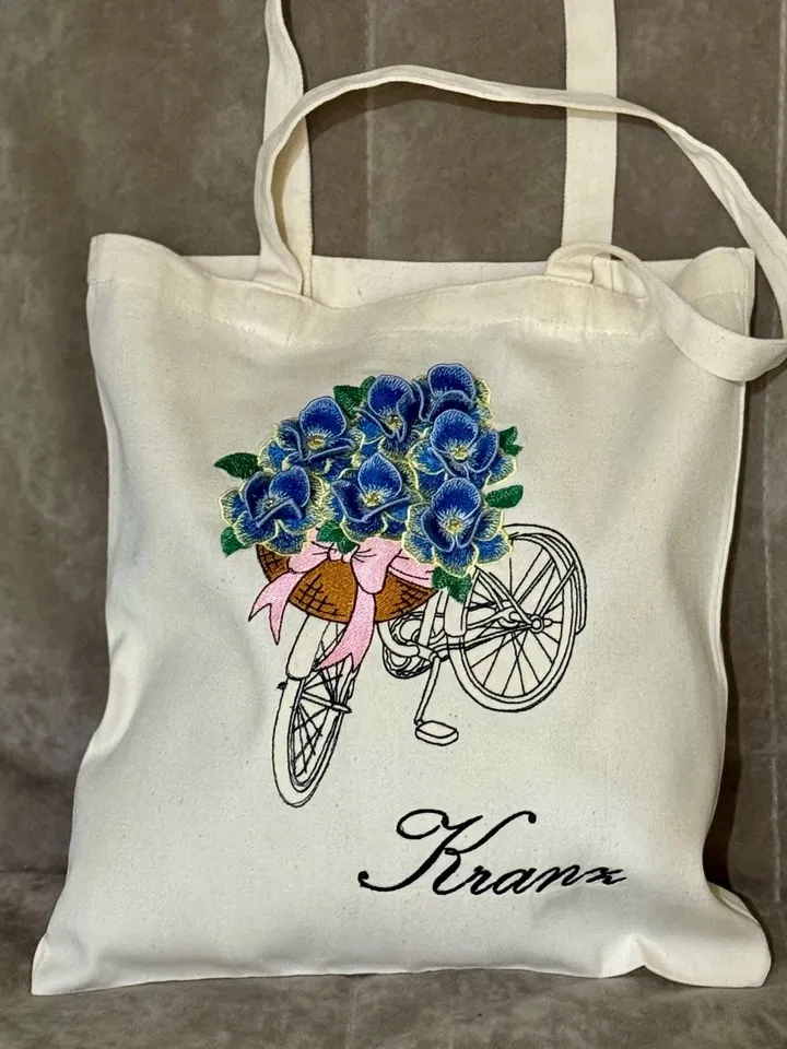 Machine Embroidery Design Bicycle in Provence style