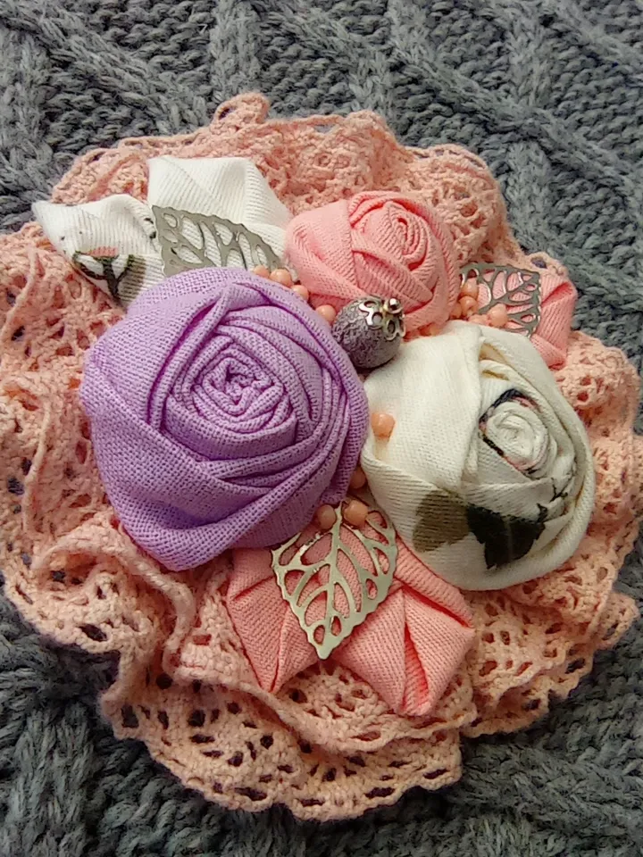Handmade Floral Textile Brooch