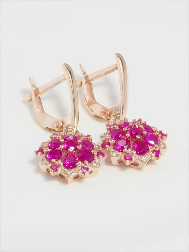 Women's earrings silver 925 with spinel and cubic zirconia