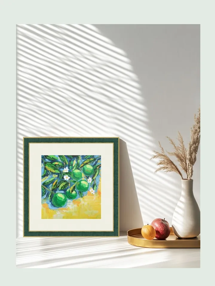 Original Oil Painting of a Green Lime - Stunning Palette Knife Artwork Showcasing Freshness and Texture Charming Miniature Art