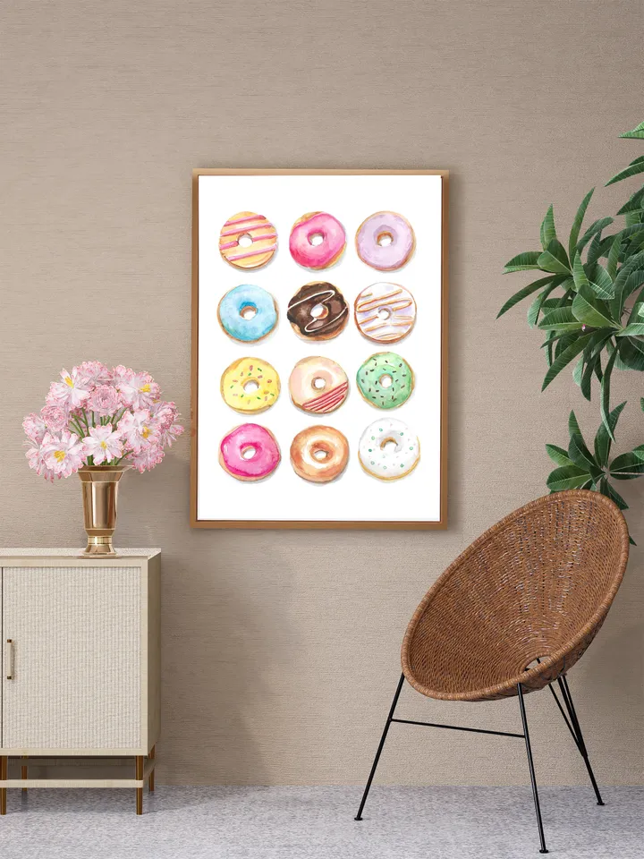 Donuts Watercolor Illustration Colorful Wall Art Dessert Painting Kids Room Wall Art Breakfast Chocolate Cake Birthday Gift Donut Art Print