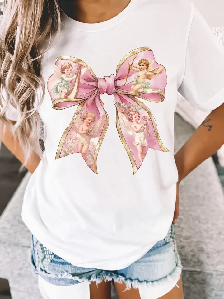 Coquette Bow Cupid Png, Valentine Design Png, Retro Valentine Bow Design, Valentine Gift, Heart Love Png, Valentine Design Digital Download