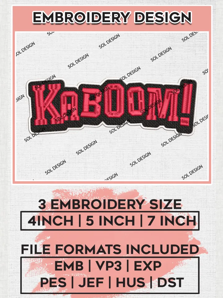 NCAA Kaboom Team Logo Embroidery Design Files, NCAA Bradley Braves Machine Embroidery, NCAA Teams, 3 sizes, NCAA Machine embroidery designs, Digital Download