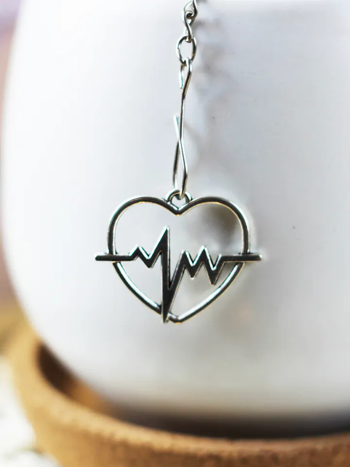 Heart charm tea infuser for herbal tea, Valentines day Tea ball infuser, Tea Strainer ekg pendant, loose leaf tea gift