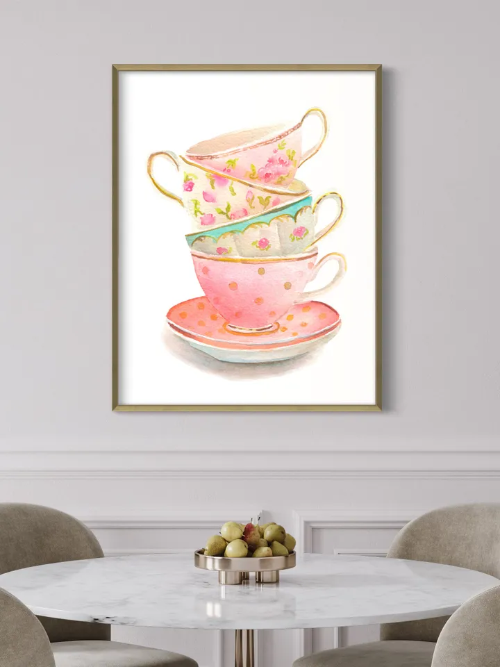 Watercolor Art Print, Kitchen Art Print, Tea Gift, Tea Lover, Tea Cup Illustration, Tea Cup Painting, Tea Party, Gift for her, Kitchen Decor