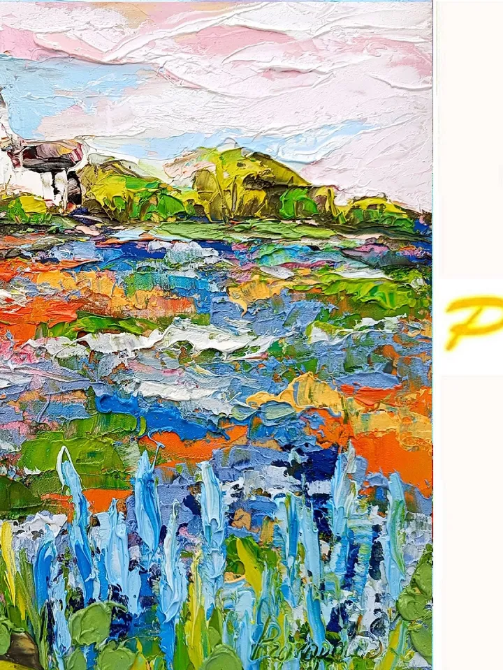 Texas Bluebonnets Painting Impasto Oil Painting 8x10 Oak Tree Original Art National Park Painting Landscape by ArtProkopaloSv