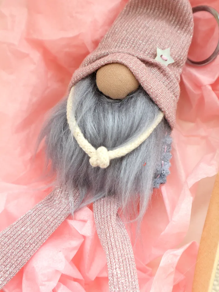 Pink and grey Gnome charm