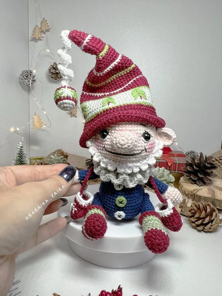 PDF Crochet Pattern Christmas Cute Gnome doll, Santa Gnome, Christmas ornaments, Christmas Decor, Christmas Toy, Scandinavian Gnome