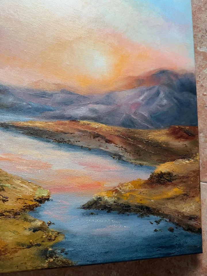 Oil Landscape Painting Mountain Wall Art Sunset Paintings