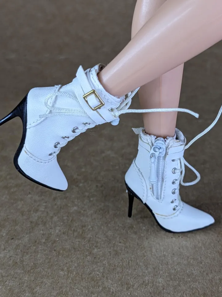 White heels boots for Integrity Toys fashion female dolls (Color Infusion)