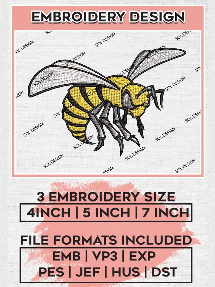 Alabama State Hornets Mascot Logo Machine Embroidery Design, NCAA Alabama State Hornets Embroidery Design Design files, NCAA Embroidery Designs, NCAA Machine Embroidery Designs, Digital Download