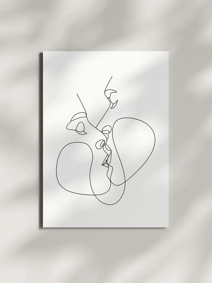 Kissing Couple Wall Art,Couple Line Art Print, One Line Drawing, Fine Line Art, Face Line Art, Love Artwork, Couple Sketch,Kiss One Line Art