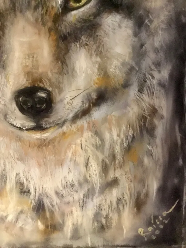 Wolf painting,original soft pastel painting on pastelmat ,wild animals painting,unique gift for animal lovers,wall hanging,kids room decor