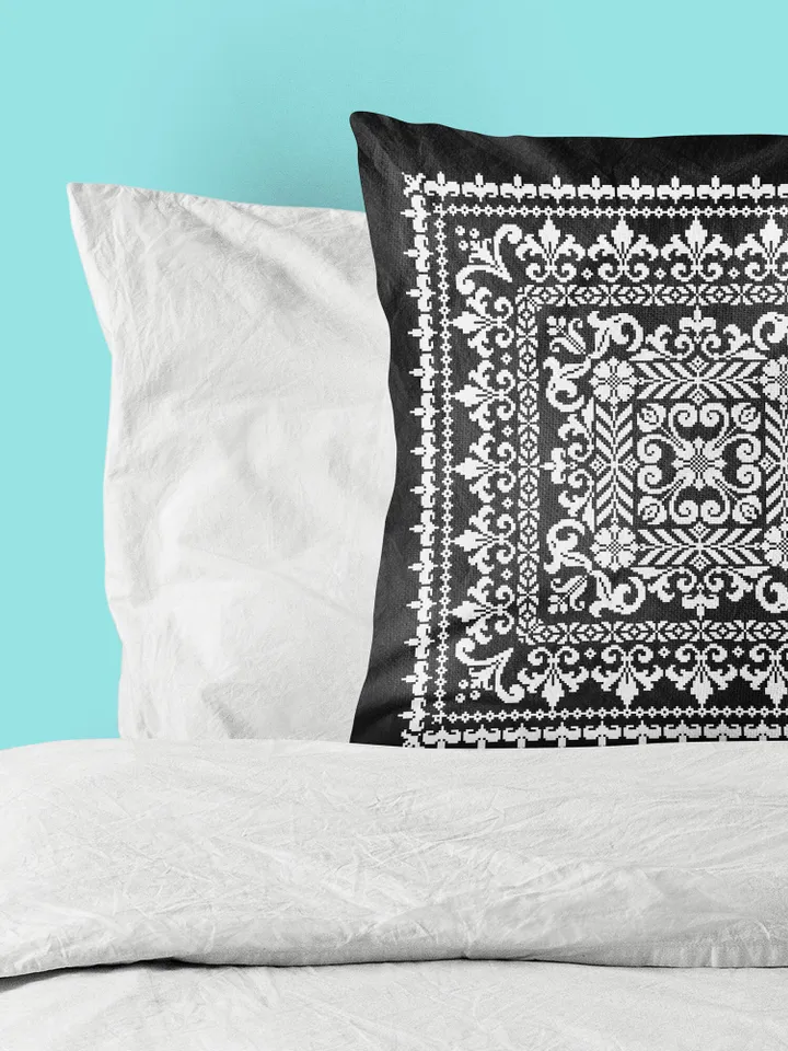 Square mandala cross stitch pattern PDF download, Floral ornament pattern for cross stitch pillow, Carpet counted cross stitch sampler #M202