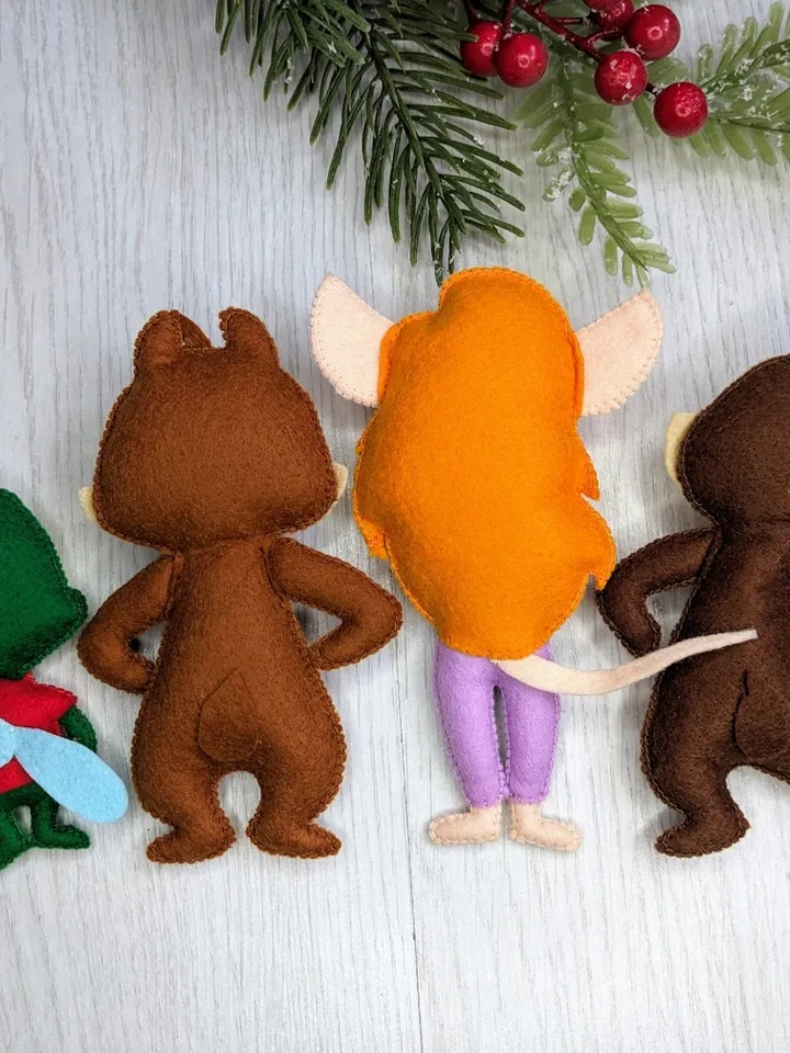 Chip 'n Dale Rescue Rangers. Gadget Hackwrench. Zipper the Fly. Set of felt toys for children