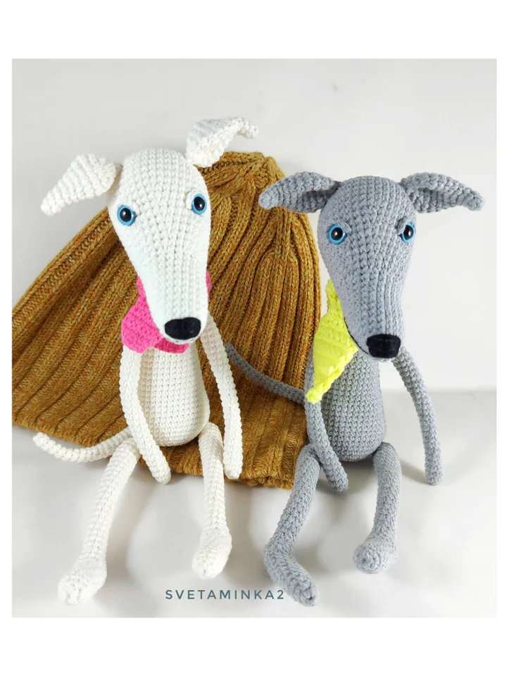 Greyhound Crochet Pattern. Greyhound Amigurumi Pattern. Whippet Crochet Dog. Digital Download. PDF.