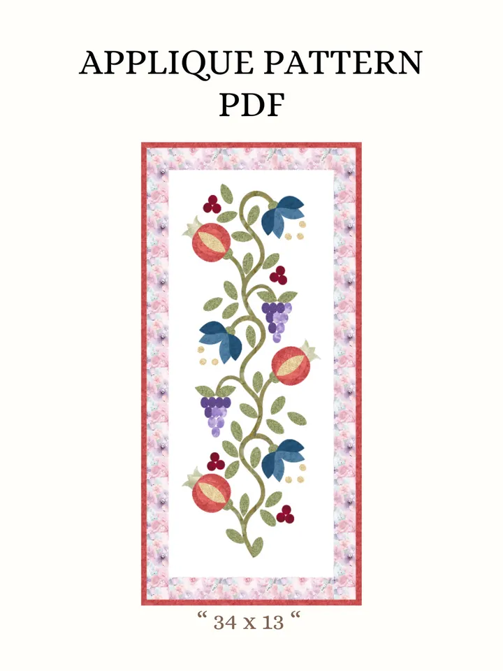 PDF Appliqué Pattern "Fruit Waltz" – Table Runner Design (34 x 13 inches)