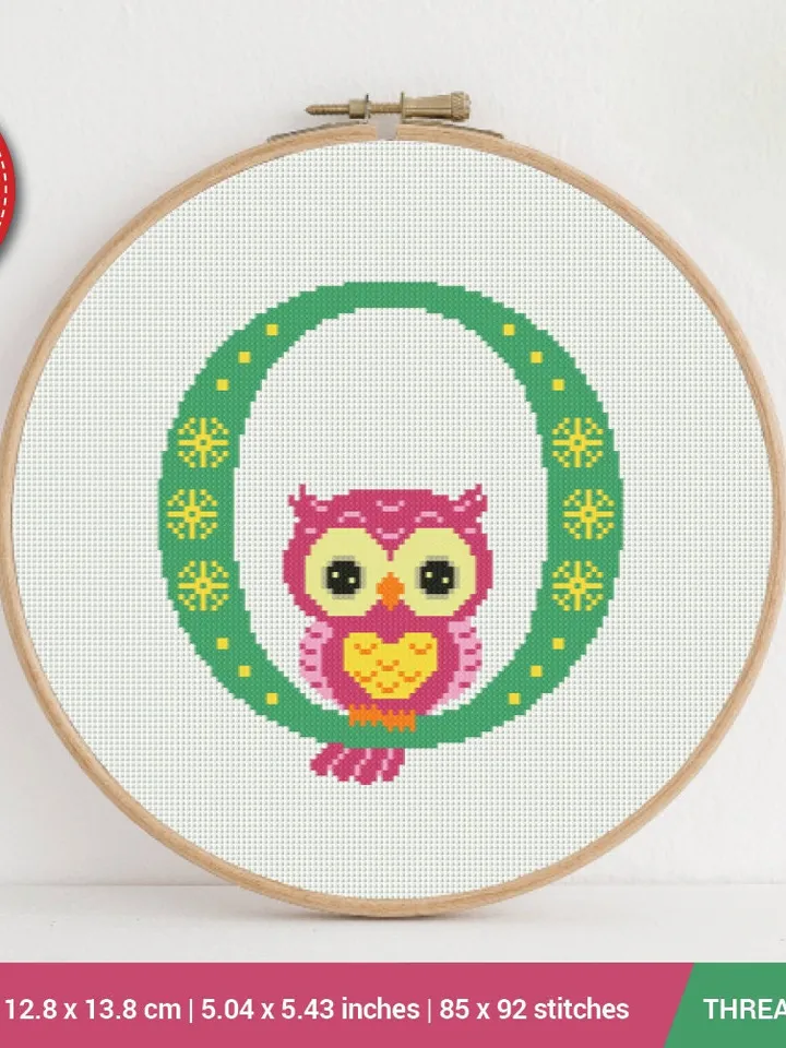 Letter O Owl ABC Cross stitch pattern | Embroidery Pattern | Instant Download | Embroidery Designs