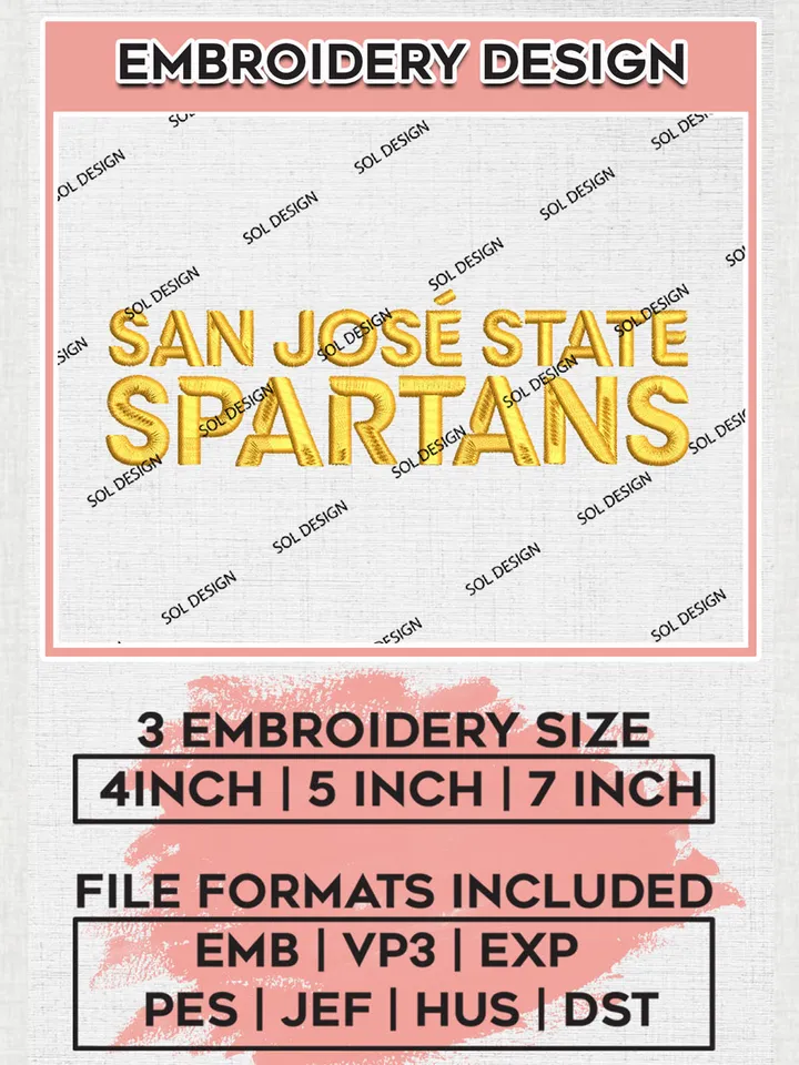 San José State Spartans Team Writing Logo embroidery designs, NCAA San José State Spartans Logo Machine embroidery files, NCAA Team Logo embroidery designs, NCAA Game Day Machine embroidery designs, Digital Download