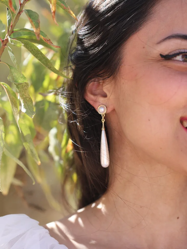 Boho Wedding Earrings | Long Pearl Bridal Earrings | Gold Boho Wedding Jewelry | Pearl Statement Earrings | Bridesmaid Gift , Jewellery |