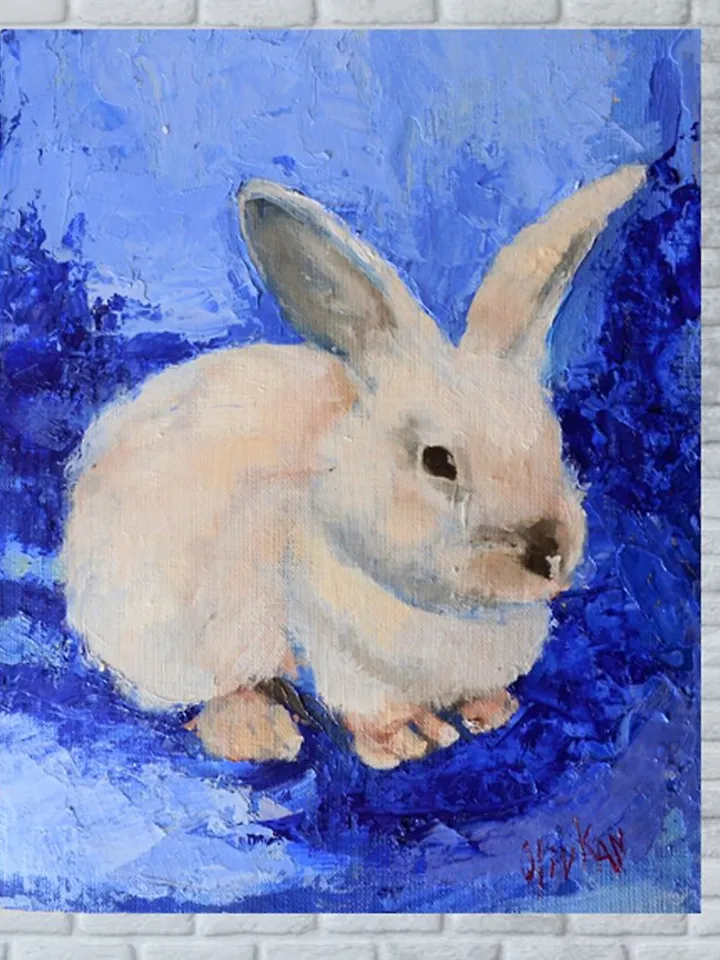 Bunny Oil Painting Animal Original Art Rabbit Oil Artwork
