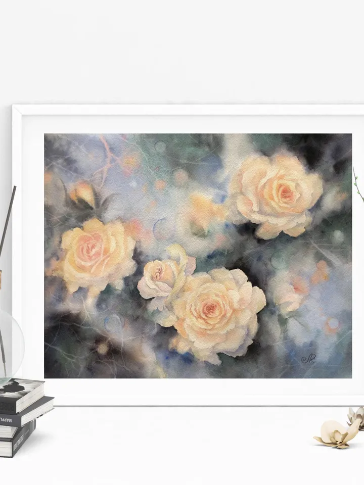 Roses Painting Original Flowers Painting Floral Watercolor Painting