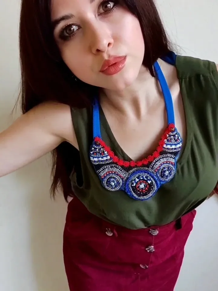 Embroidered Colorful Necklace Jewelry Boho Style Accessories Eclectic Folk Fashion Costume Ethnic Art Bohemian Style Ala Russ