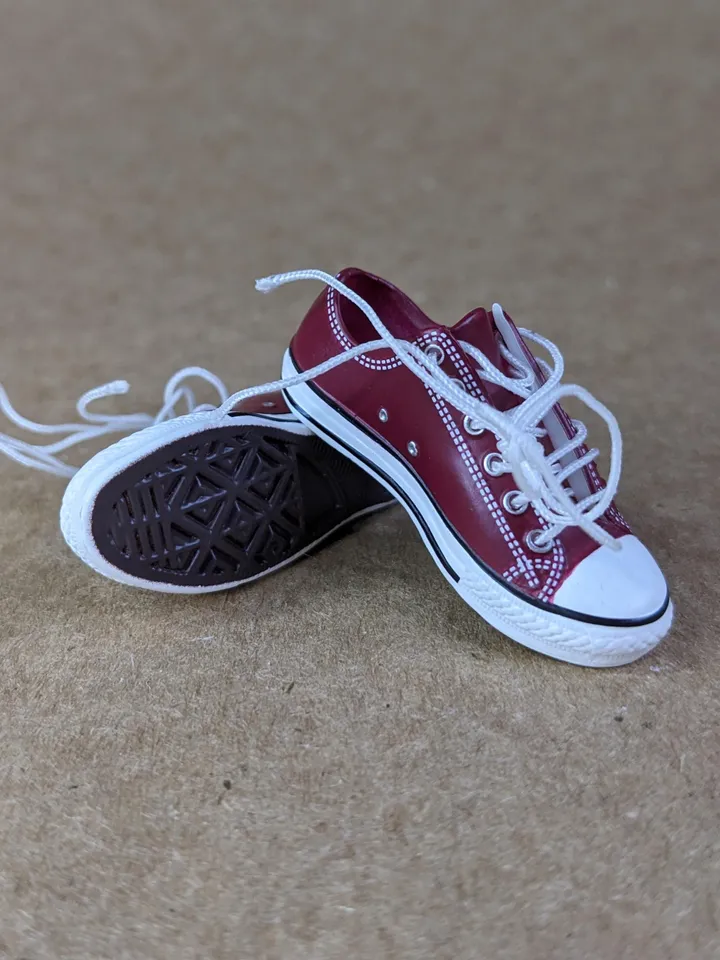 Premium red low sneakers for 12 inch male dolls