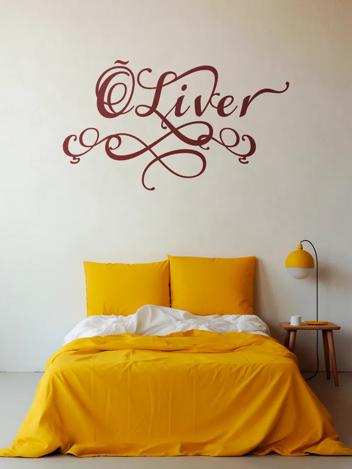 Oliver - name in Samantha style with bright letters, digital design