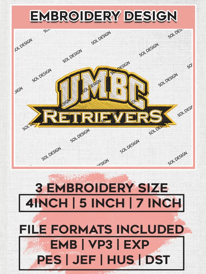 UMBC Retrievers College Football Team Writing Logo embroidery designs, NCAA UMBC Retrievers Logo Machine embroidery files, NCAA Team Logo embroidery designs, NCAA Game Day Machine embroidery designs, Digital Download