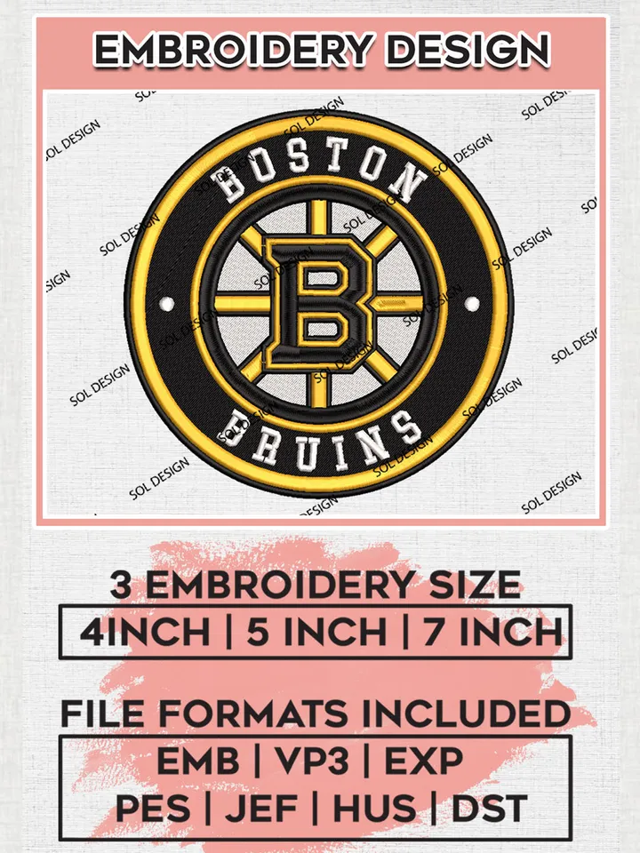 Boston Bruins Circle Logo Machine Embroidery Files, NHL Boston Bruins Embroidery Designs, NHL Bruins Logo, NHL Embroidery Designs, Digital Download