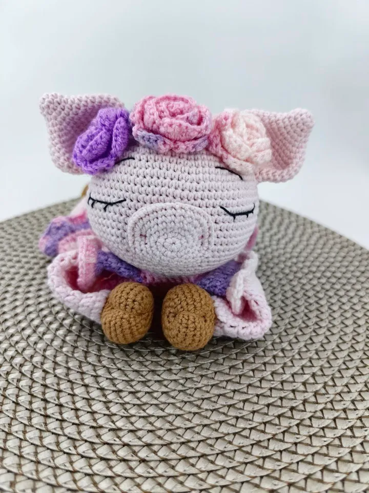 Pig Baby Lovey Crochet Pattern, Doll Gift For Newborn