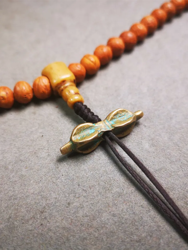 Gandhanra Old Tibetan Amulet,Vajra Pendant for Mala,Bag Hanging,Prayer Bead Accessories,1.26&quot; × 0.3&quot;