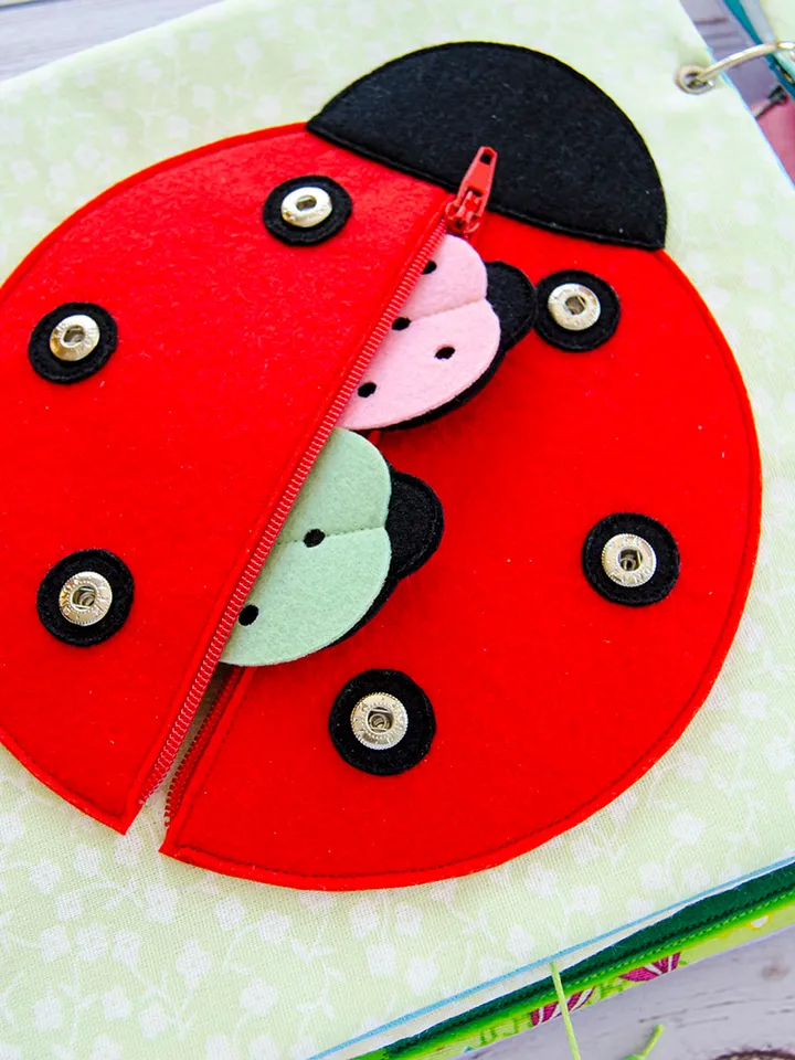 Quiet book page, Ladybugs, PDF sewing pattern, SVG files