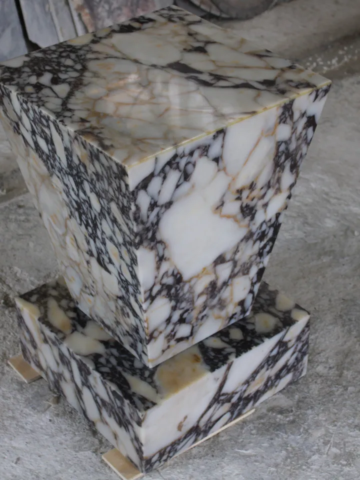 Calacatta marble geometric cube coffee table 2 pieces, end table, side table