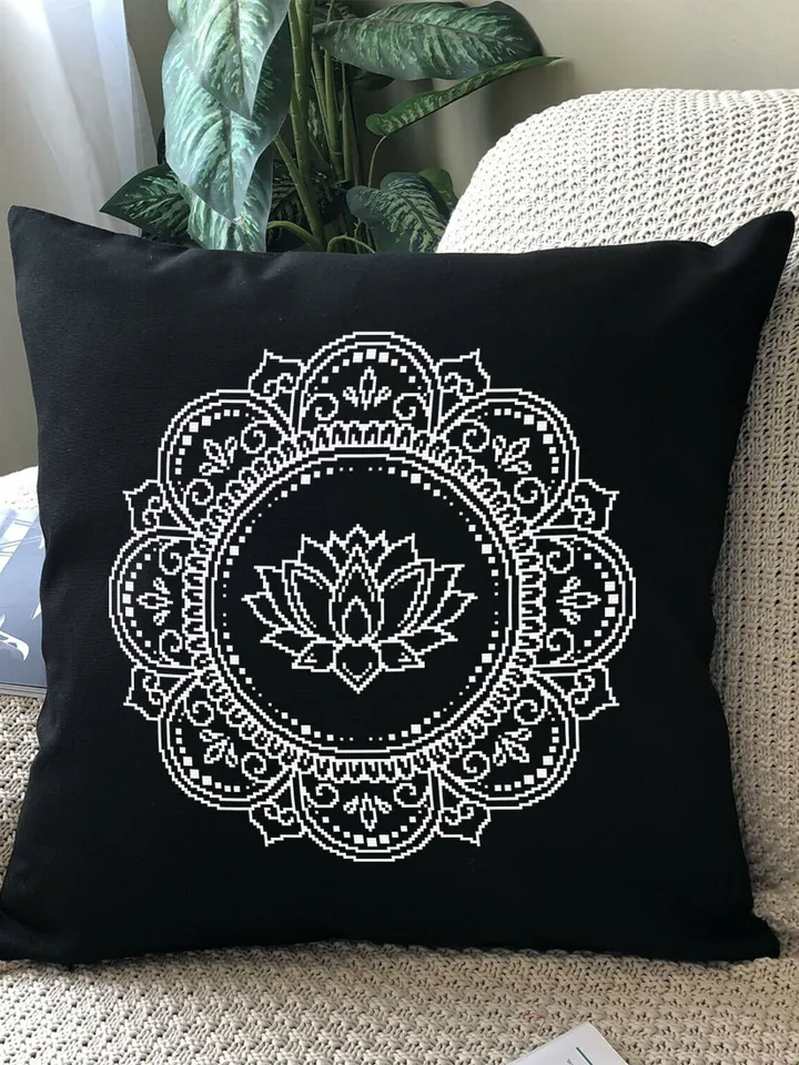Lotus mandala cross stitch pattern download PDF Flower lotus cross stitch chart, Floral mandala pattern digital PDF Mandala embroidery #M151