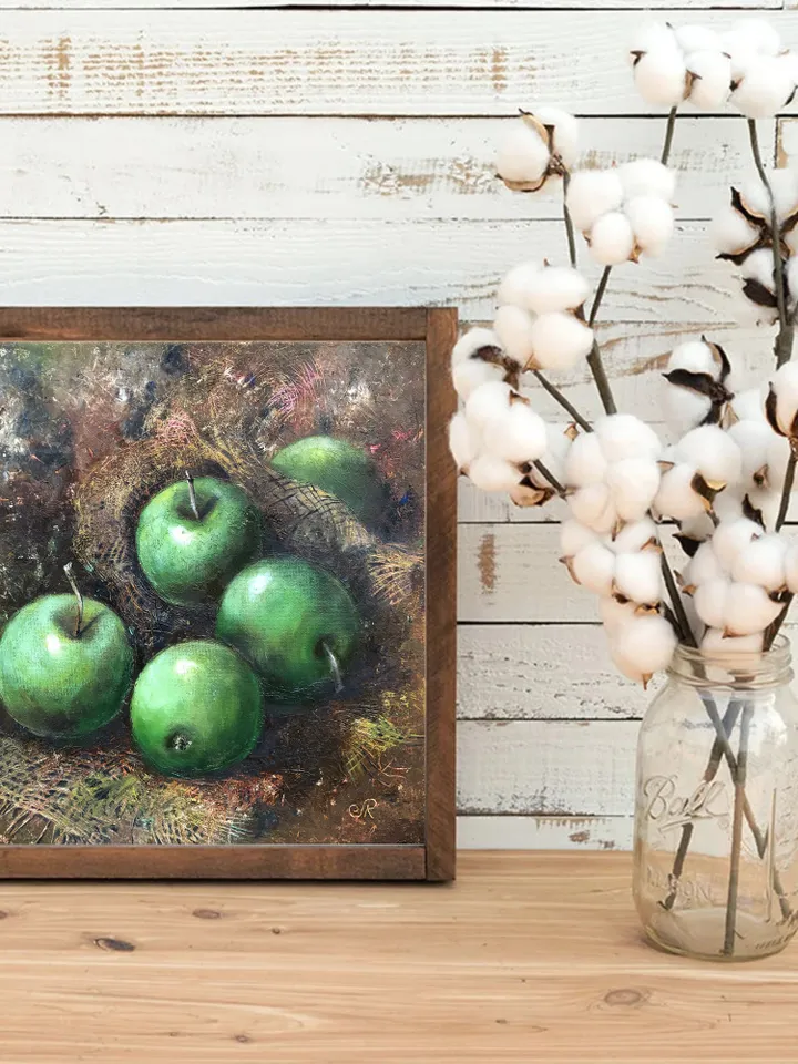 Apples Oil Painting Original Fruits Oil Painting Still life