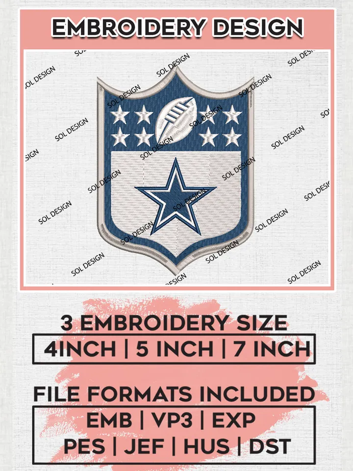 NFL Dallas Cowboys Logo Embroidery Designs, NFL Cowboys, NFL Logo Embroidery Files, NFL Dallas Cowboys Machine Embroidery Design, Digital Download
