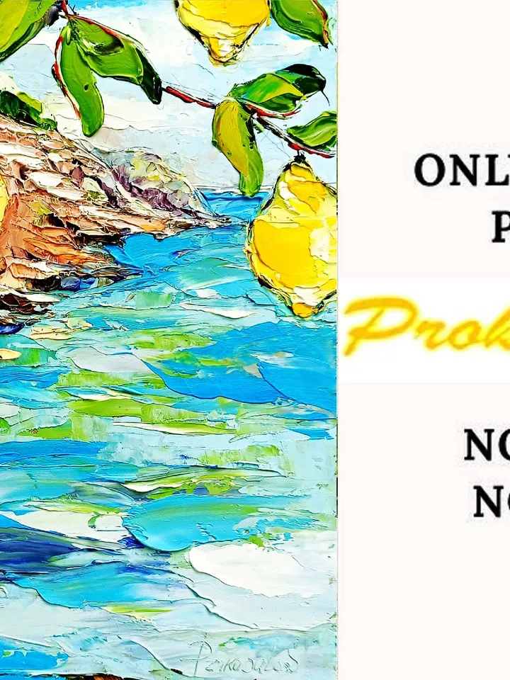Italy Painting Lemon Original Art Impasto Oil Painting Coastal Painting Seascape Painting Sorrento Abstract Italy Painting by ArtProkopaloSv