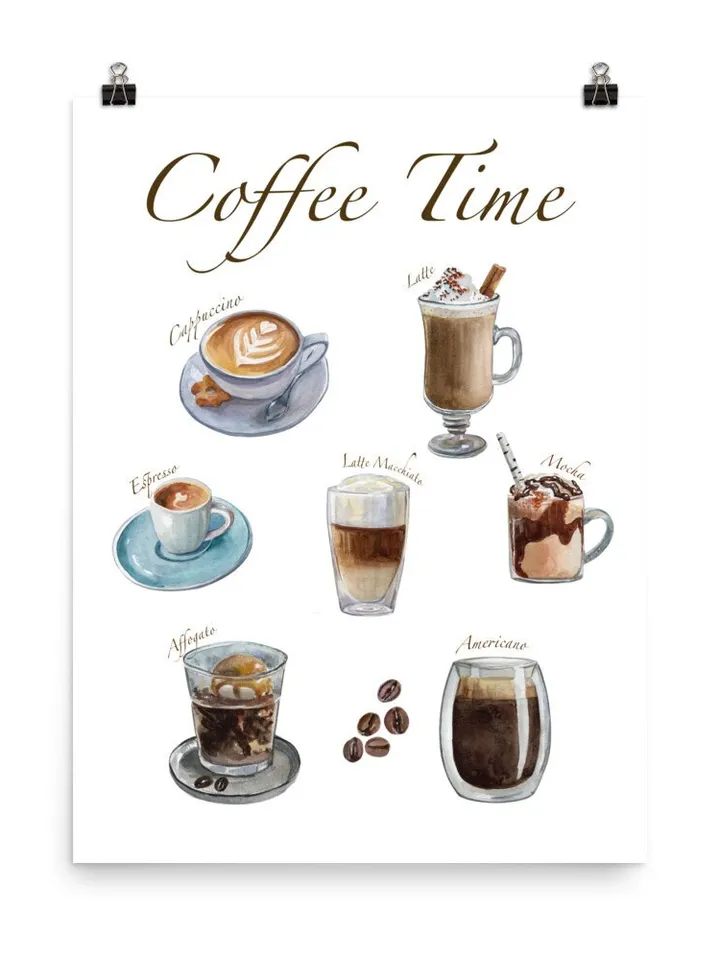 Coffee Watercolor Painting Print, Minimal Boho Coffee, Coffee Lover Gift, Modern Coffee Poster, Kitchen Print, Enjoy Coffee Print,Cup