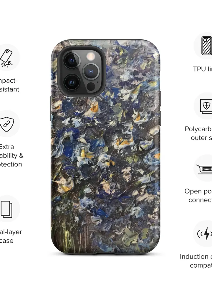 Forget me not bouquet flowers Tough iPhone case,made from my original oil painting,unique gift for her.