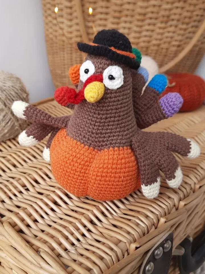 Stuffed turkey toy original gift for best friends. Thanksgiving Day home decor