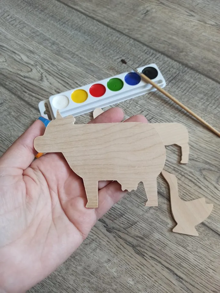 Pet animal figurines for painting,kids craf kit ,set  Wooden  Shape For Craft