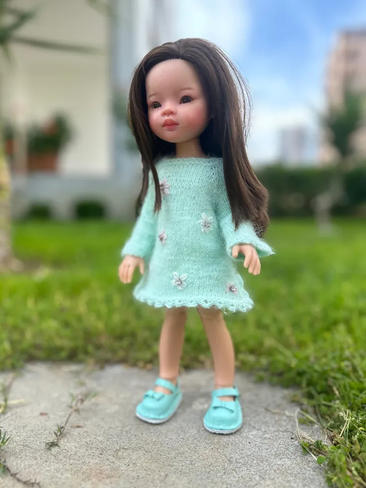 Paola Reina Doll 2 ITEMS Set: Exclusive Handmade Outfit - Dress with rhinestones, boots with bow - ooak outfit